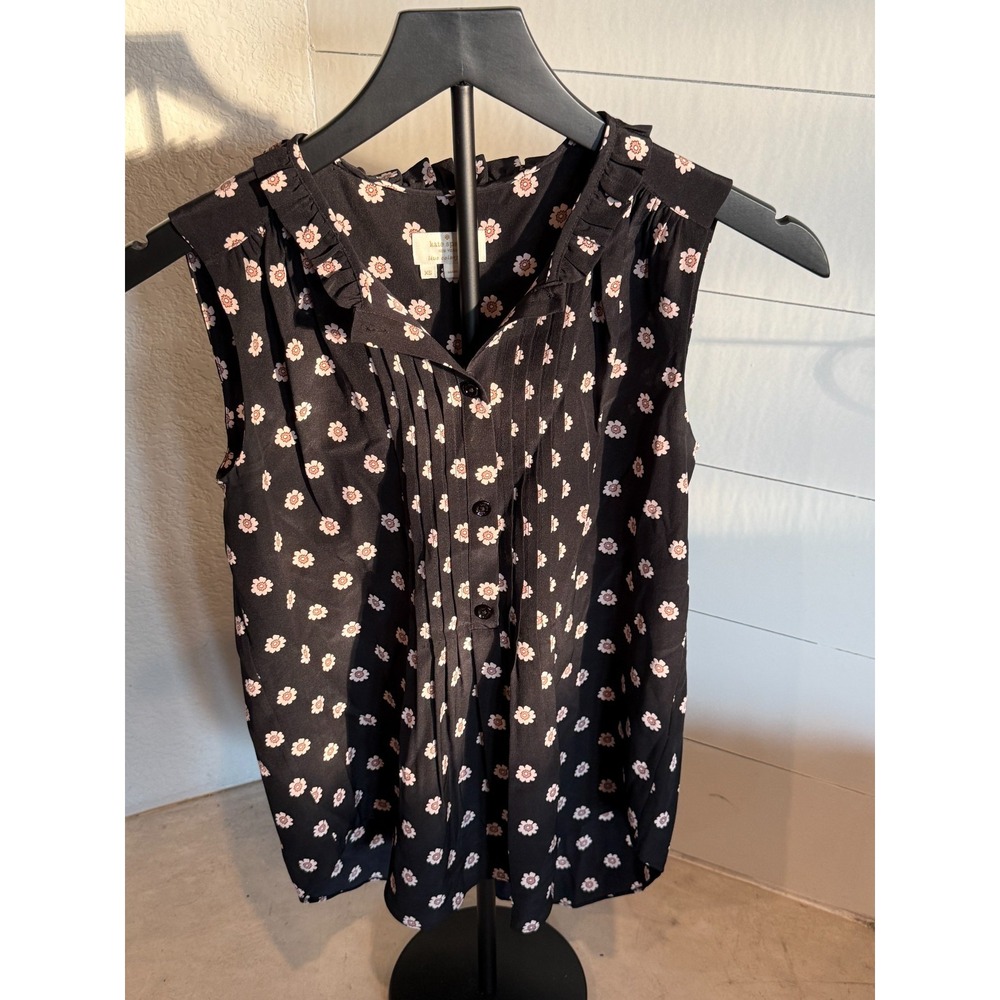 Kate Spade Black Floral‎ Sleeveless Tank Top Size XS